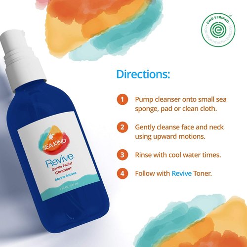 Revive Facial Cleanser - Natural Face Wash with Marine Actives & Aloe Vera | Gentle & Vegan, 8 fl oz