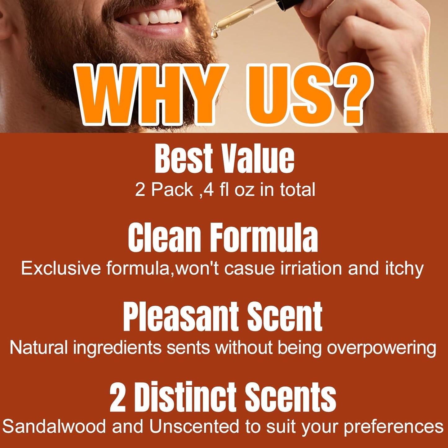 Skiennix Beard Oil for Men - Natural Sandalwood & Unscented Formula | 4 Fl Oz, 2 Pack, Softens & Moisturizes