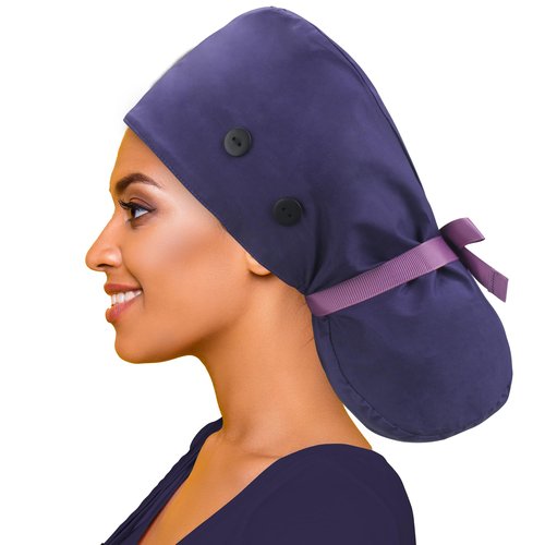 ABAMERICA Scrub Caps for Women Surgical Caps Nurse Hat Functional Ponytail Holder for Long Hair Single or Satin-Lined
