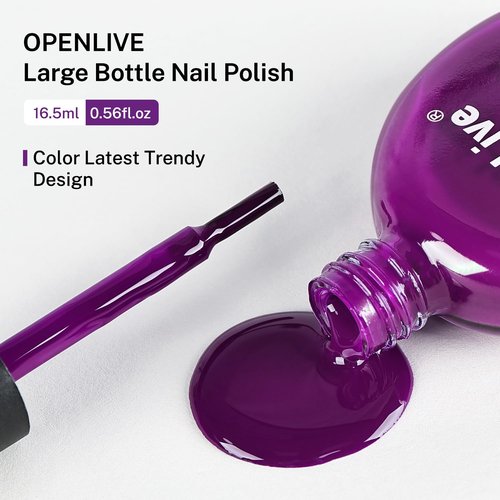 OpenLive 16.5ml Purple Nail Polish Large Volume Quick Drying Nail Polish, Fast Drying and Long Lasting Color Nail Art DIY Home Manicure Gift for Women