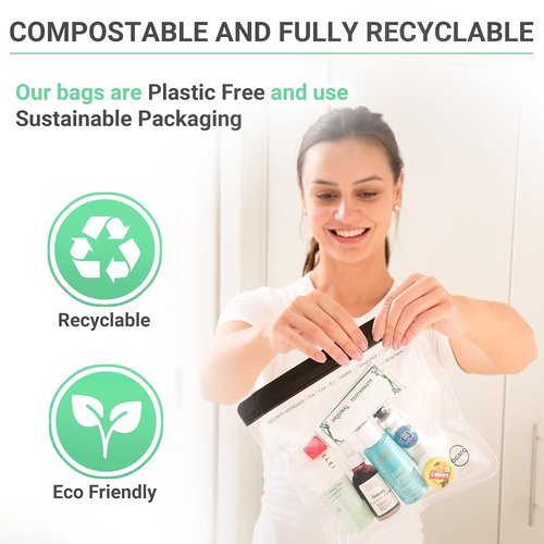 Ogato Clear TSA Approved Toiletry Bag Set - 3 Quart Size Travel Bags for Liquids & Cosmetics