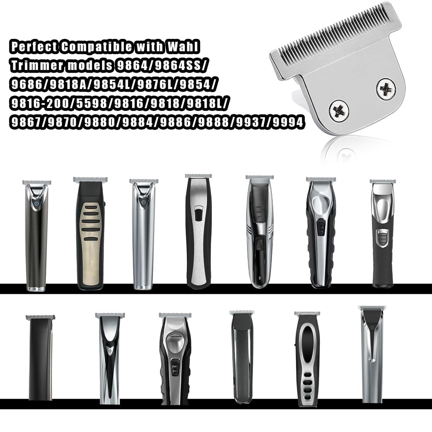 Wahl Replacement Detachable T Blade - Compatible with Trimmer Models 9864, 9864SS, 9686, 9818A, 9854L, 9876L, 9854
