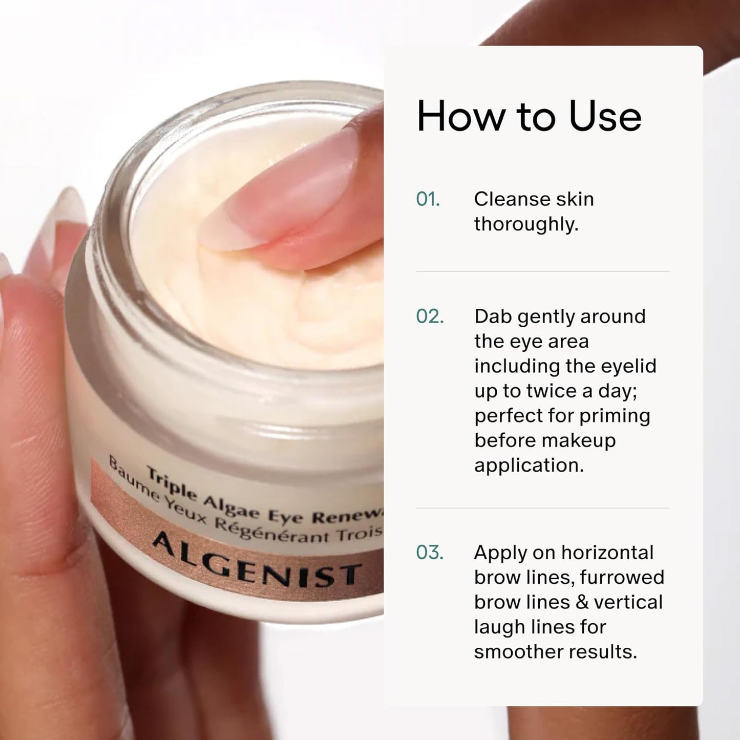 Algenist Triple Algae Eye Renewal Balm - Hydrating Vegan Eye Cream with Caffeine & Peptides | Travel Size (0.5 oz)