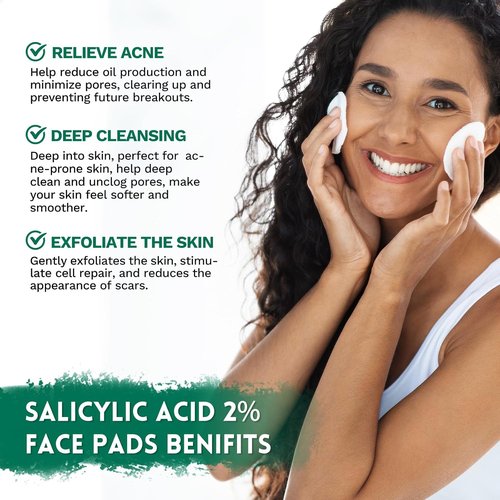 ANAI RUI Salicylic Acid Face Cleansing Pads - 2% Acne Treatment with Witch Hazel | 80 Count