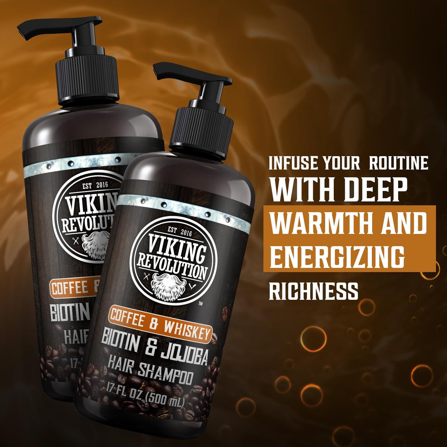 Viking Revolution Men's Shampoo & Conditioner Set - Biotin & Jojoba Oil for Healthy Hair | 17 Oz
