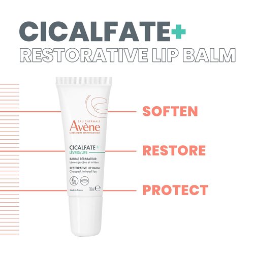 Avène Cicalfate Restorative Lip Cream - Long-Lasting Moisture for Dry, Cracked Lips | 0.3 Oz