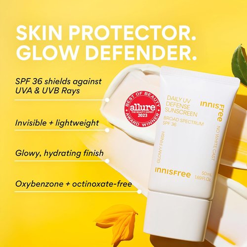 Innisfree Daily UV Defense SPF 36 | Lightweight Korean Face Sunscreen - Invisible Finish, No White Cast