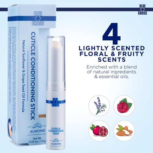 Blue Cross Cuticle Balm - Nourishing Conditioning Stick with Sunflower & Grape Seed Oil | 0.05oz Almond Scented