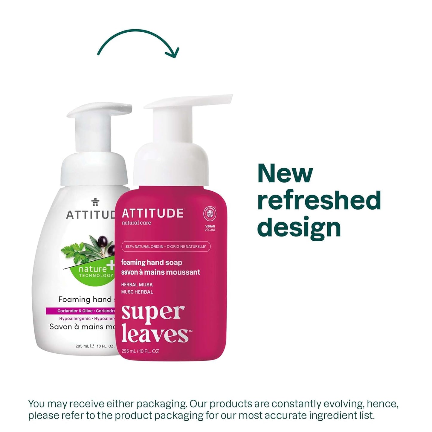 ATTITUDE Foaming Hand Soap - EWG Verified, Vegan & Cruelty-Free Herbal Musk Formula | 10 Fl Oz
