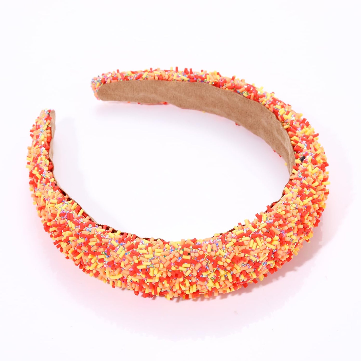 BVGA Halloween Headband for Women Glitter Thanksgiving Orange Yellow Padded Headband Wide Bejewelled Hairband Sparkly Party Headband Hair Accessories for Women