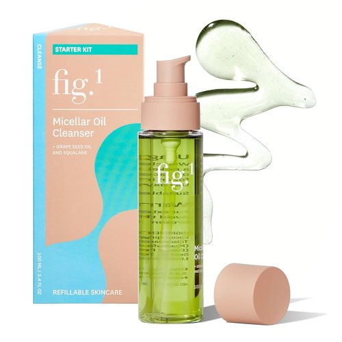 Fig.1 Micellar Oil Cleanser - Gentle Makeup Remover & Facial Cleanser with Squalane | 3.4 Oz Refillable