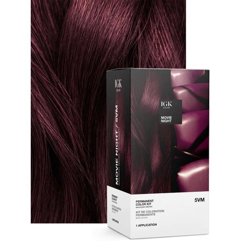 IGK Permanent Hair Dye Color Kit - 5VM Movie Night Mahogany Brown | 100% Gray Coverage, Strength & Shine