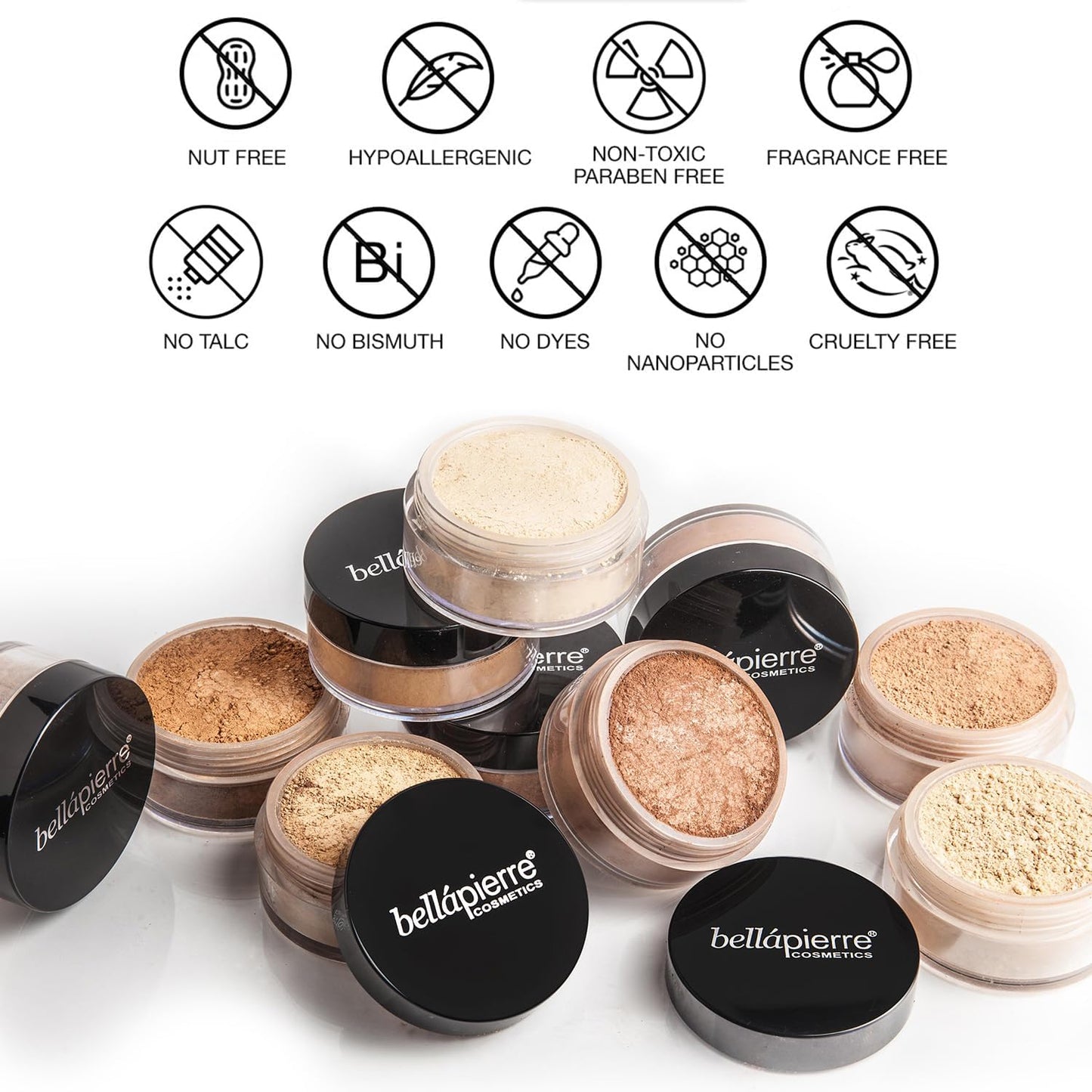 Bellapierre Get Started Kit - Mineral Makeup Essentials with 2 Foundations, Blush & Bronzer | Non-Toxic, Cruelty-Free | Dark