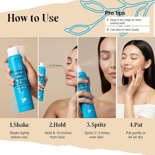 **Thermal Spring Water Face Spray Mist by [Brand Name] - Hydrating & Soothing with Hyaluronic Acid & Aloe Vera | 300ml + 50ml**