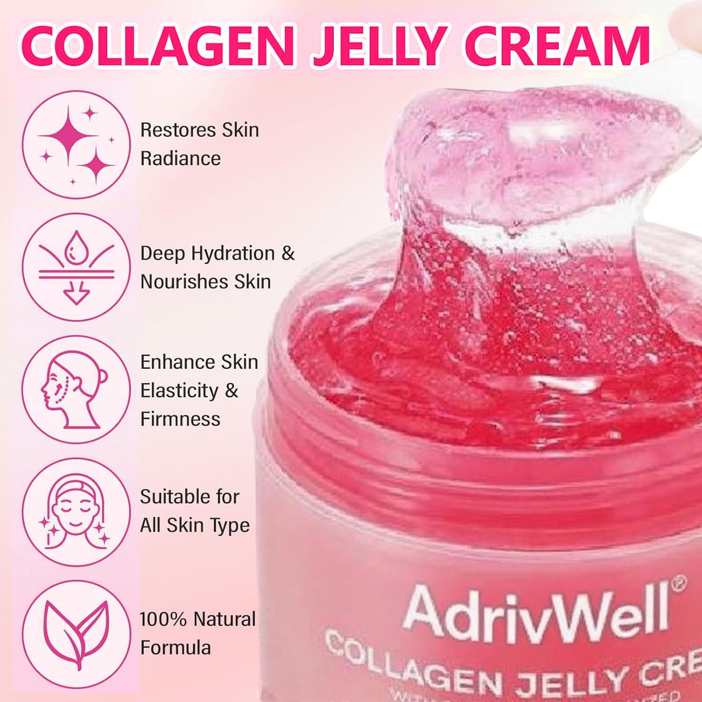 Skiennix Collagen Jelly Cream - Korean Face Moisturizer with Niacinamide & Hydrolyzed Collagen | 24-Hour Hydration (3.71 fl. oz.)