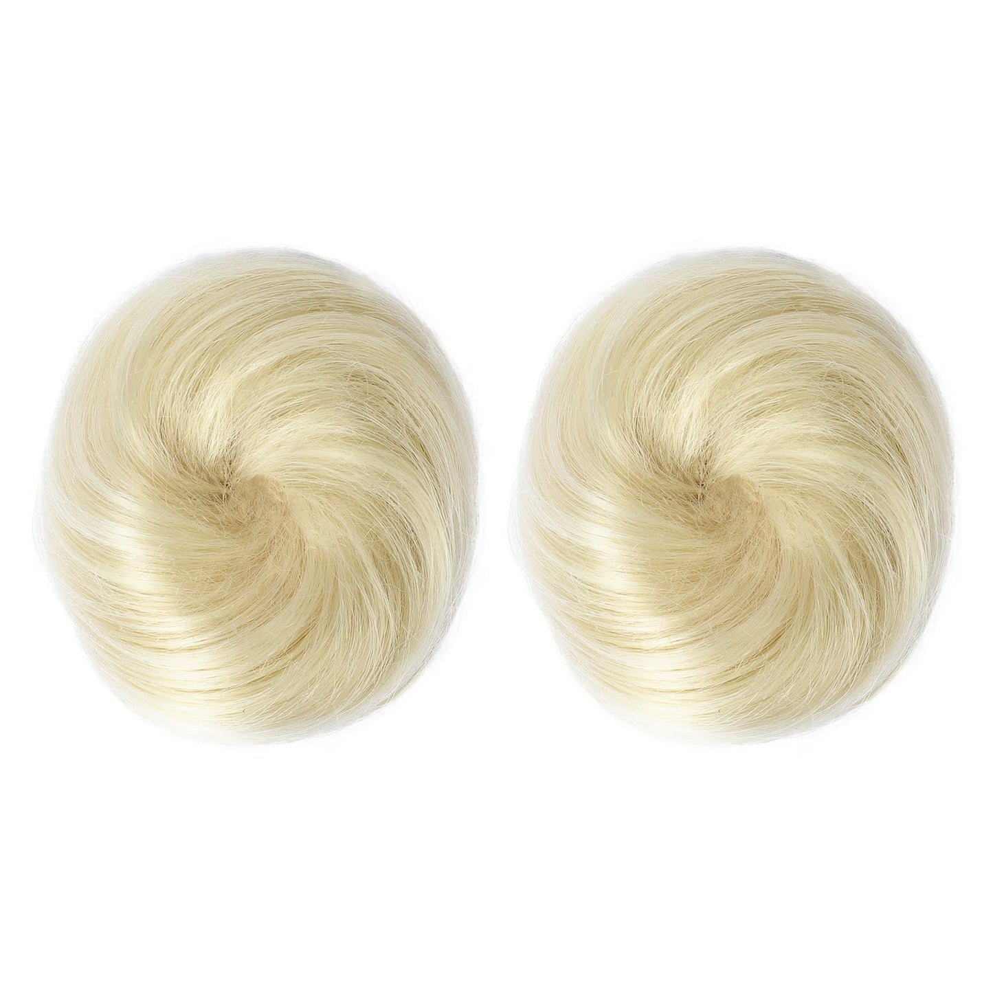 REECHO 2 PCS Mini Claw Clip in Messy & Cat Ears Hair Bun Extensions HB001 Wig Accessory Updo Hairpieces for Women Girls (Pack of 2-3" Straight, Natural Blonde)