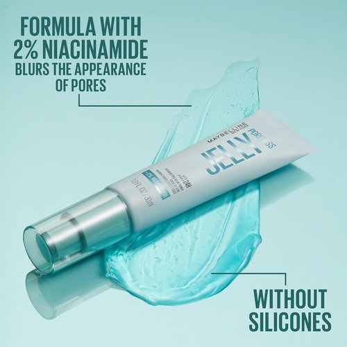 Maybelline Poreless Jelly Primer - Hydrating & Blurring Formula with 2% Niacinamide | Clear, 1 Count