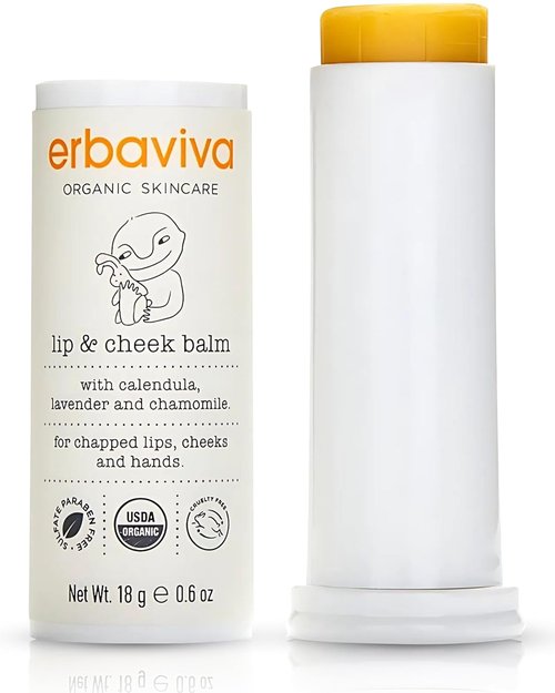 Erbaviva Organic Lip & Cheek Balm - Moisturizing Stick for Baby & Adults | USDA Organic, Shea Butter & Calendula
