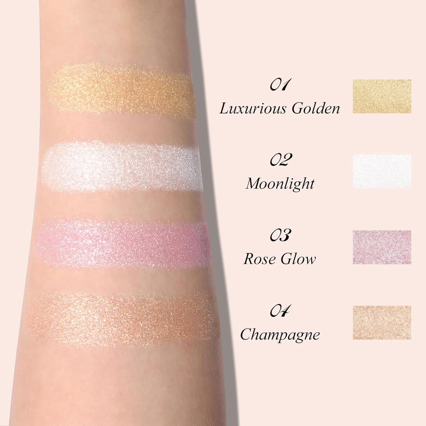 UCANBE Sparkle Bomb Highlighter - Weightless Illuminator Palette for Face & Body, Luxurious Golden Shade
