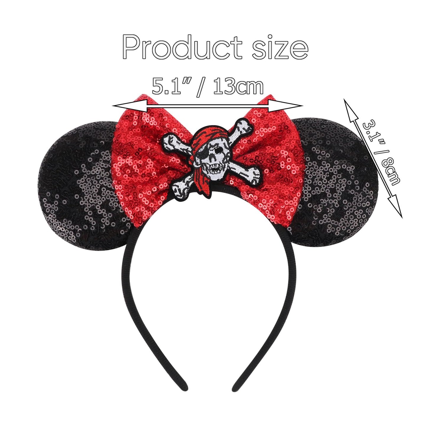 AQOKKA 1 Pcs Mouse Ears Headbands with Bow for Birthday Party, Hair Hoop Party Decoration Cosplay Costume Hair Accessories for Women & Girls