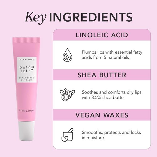 HERBIVORE Dream Jelly Lip Balm - Hydrating & Plumping with Linoleic Acid, Shea Butter | Vegan & Cruelty-Free