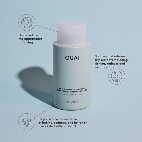OUAI Anti Dandruff Shampoo - Soothing Salicylic Acid Formula for Flaky, Itchy Scalp - 10 Fl Oz