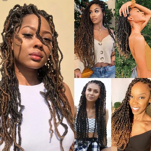 18 Inch Pre-Separated Springy Afro Twist Hair 8 Packs Pre-Fluffy Natural Curls are Perfect for Marley Crochet Hair Suitable for Black Women (T1b/Bug, 18 Inch (Pack of 8))