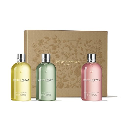 Molton Brown Floral & Green Body Wash Gift Set - Luxury Trio of 10 fl. oz. Bath & Shower Gels for Women