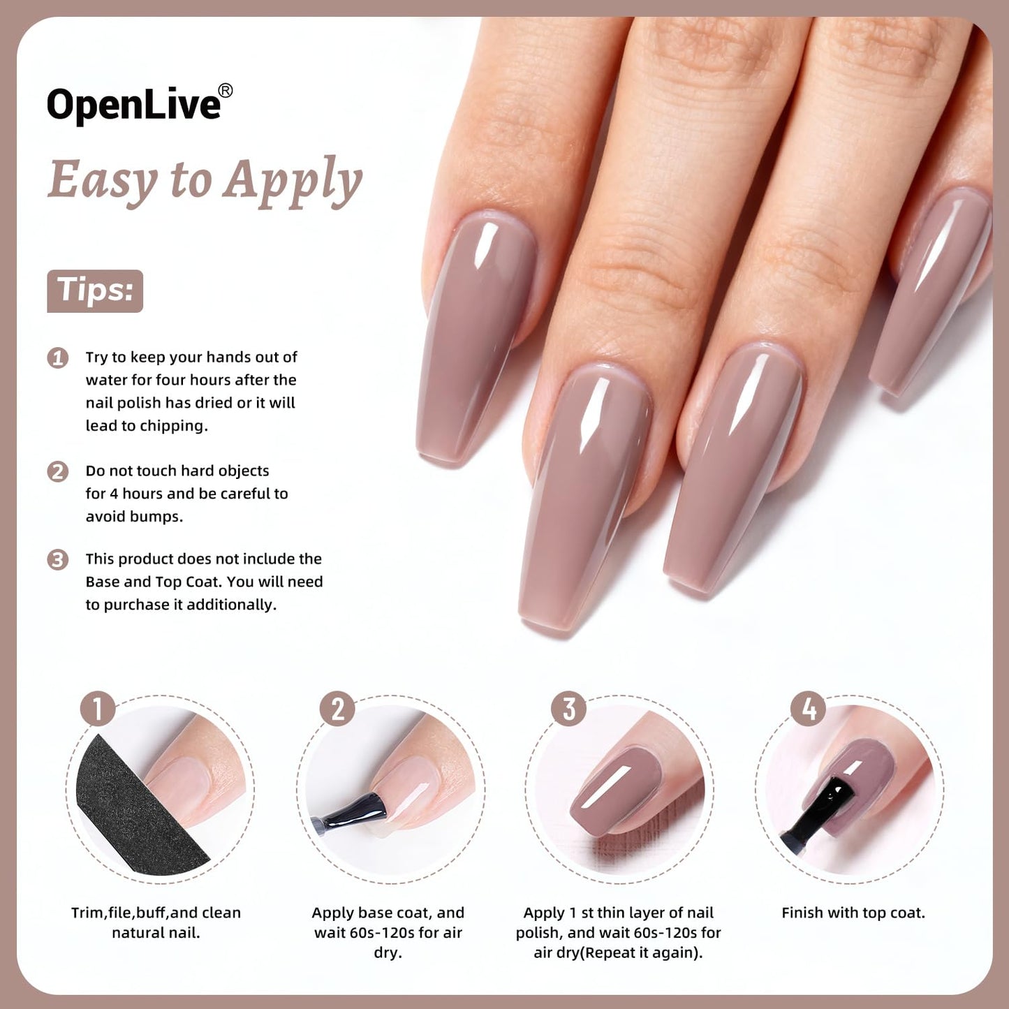 Skiennix Light Brown Nail Polish - Quick Dry Formula for Long-Lasting Shine | 18ml Volume