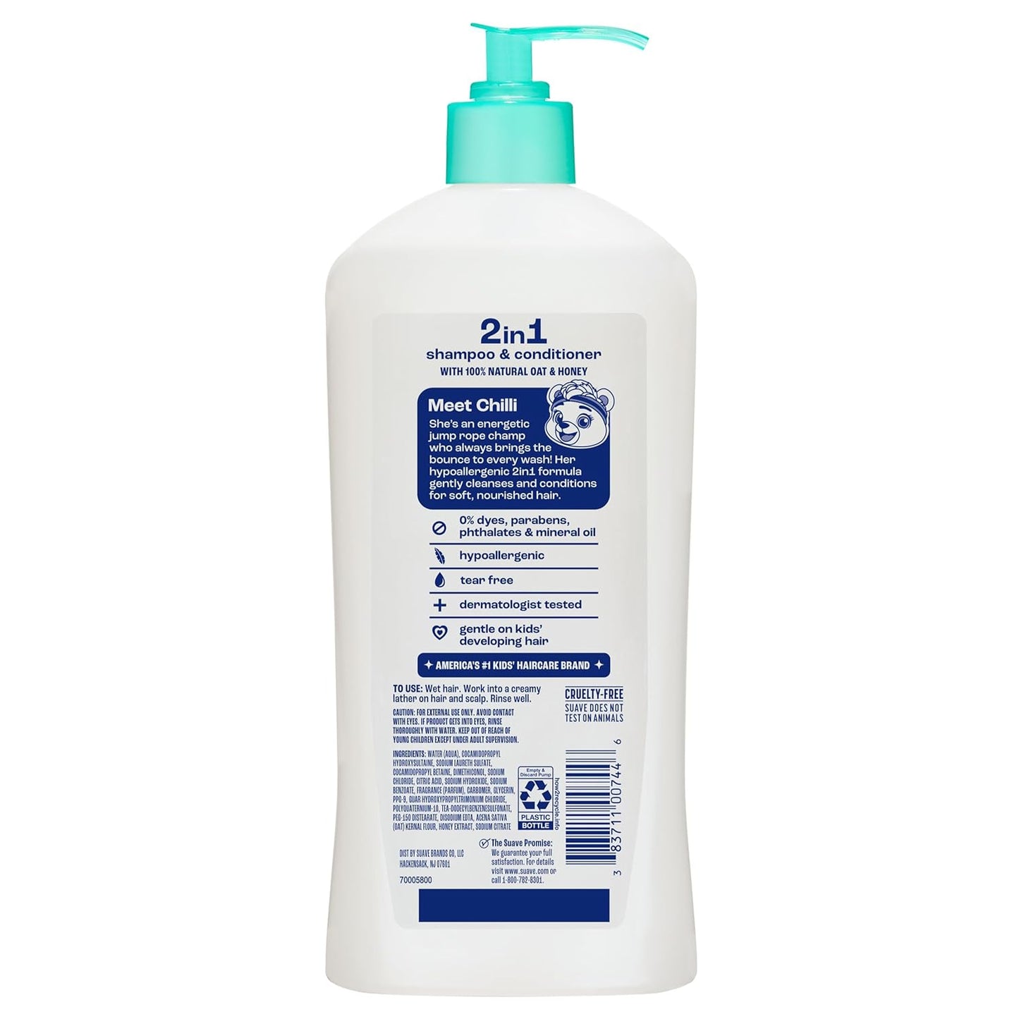 Suave Kids 2-in-1 Shampoo & Conditioner - Tear-Free, Hypoallergenic Hair Care for Sensitive Scalps | 18 FL OZ, 6 Count