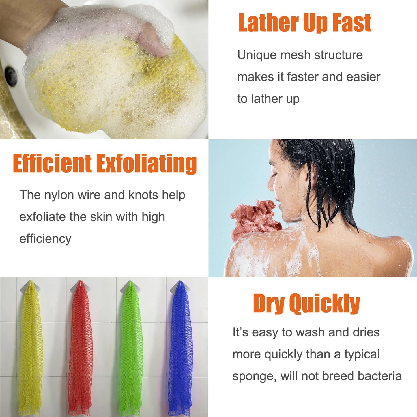 Unifab African Net Sponge Real African Exfoliating Net Bath Sponge Wash Cloth Exfoliating Washcloth African Net Cloth Body Scrubber for Shower Yellow