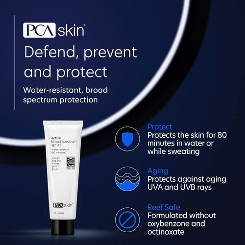 PCA SKIN Active Broad Spectrum SPF 45 Sunscreen Lotion - Water-Resistant, Reef-Friendly Formula (3 fl oz)