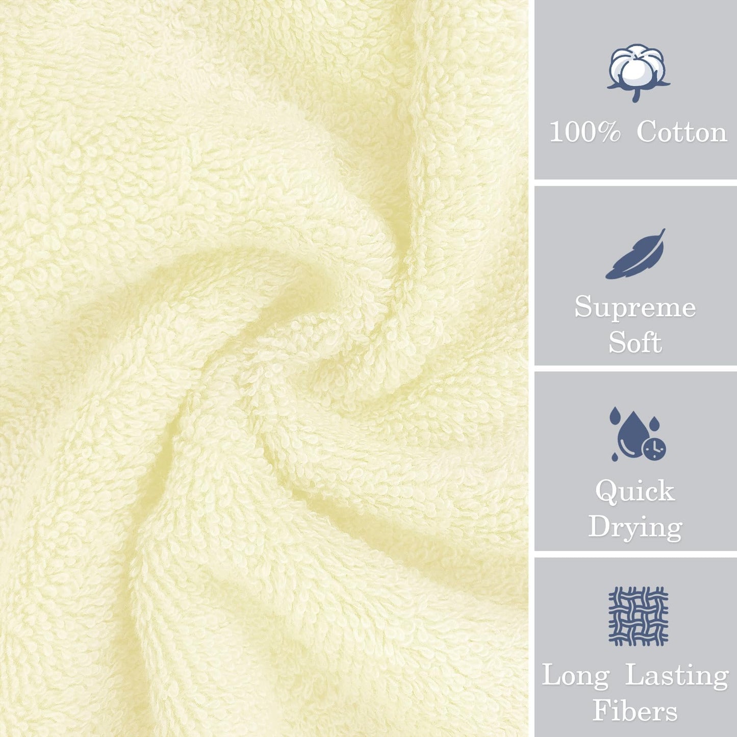 VOOVA & MOVAS Turkish Washcloths, Hotel Style Absorbent Face Towels 4PC (13" x 13" 650GSM) - 100% Cotton | Quick Dry | Soft, Cream