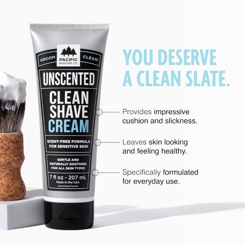 Pacific Shaving Company Clean Shaving Cream - Hydrating Shea Butter & Vitamin E Formula for Sensitive Skin | 7 Oz, 2 Pack