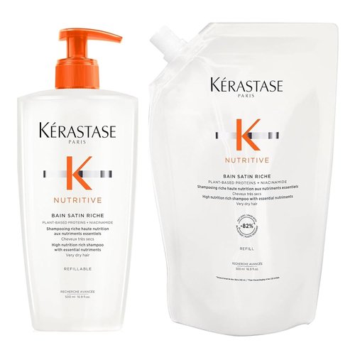 Kerastase Nutritive Bain Satin Riche Shampoo - Revitalizes Very Dry Hair, Restores Shine | 16.9 Fl Oz
