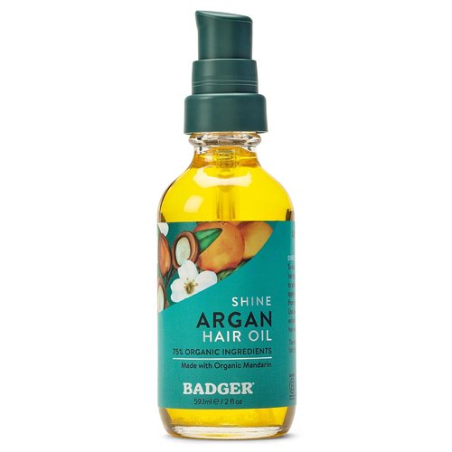 Badger Organic Argan Hair Oil - Restore Shine to Dry Hair | Organic Moroccan Oil Serum, 2 fl oz