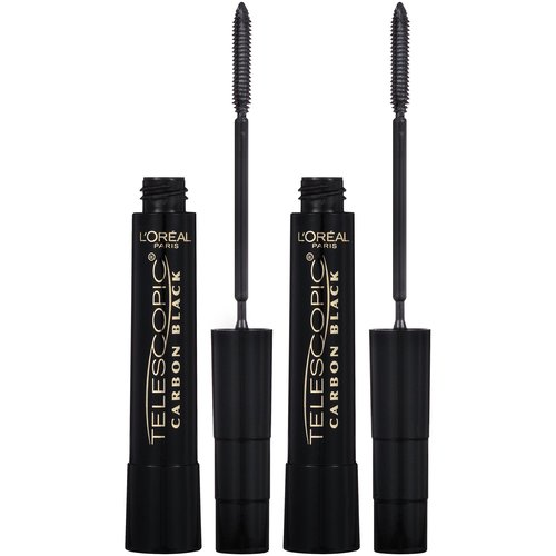 L’Oreal Paris Makeup Original Telescopic Mascara, Separating Mascara Volume and Length Formula, Washable, Carbon Black, 0.27 Fl Oz., 2 Count