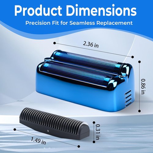 BaBylissPRO Replacement Shaver Foil & Cutter Heads - 2-Pack for FXONE BlackFX Double Foil Shaver | Durable Blue Design