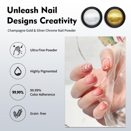 4-in-1 Rhinestone Nail Glue Gel and Chrome Powder Kit, 30g Super Strong Adhesive for Nail Art Crystals, Charms, Gems, Beads, Sequins – Long-Lasting 3D Nail Art Gel Glue for Acrylic & Gel Nails
