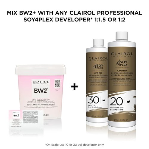 Clairol Professional BW2+ Powder Lightener - Extra Strength for Up to 9 Levels of Hair Lift