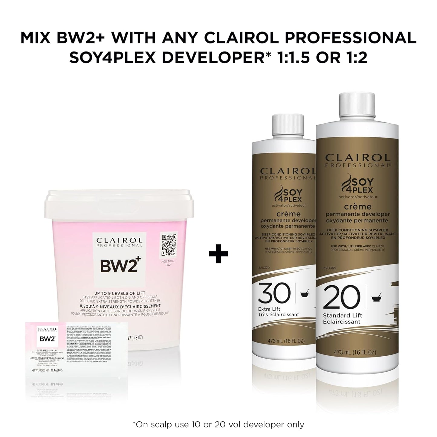 Clairol Professional BW2+ Powder Lightener - Extra Strength, Up to 9 Levels of Lift for Hair Highlights