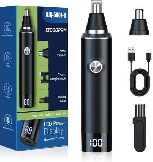 Ear and Nose Hair Trimmer for Men Women, 2026 Professional Painless USB Rechargeable Eyebrow & Facial Hair Trimmer, 13,000 RPM Precision Tool with Powerful Motor and Dual-Edge Blades, IPX7 Waterproof