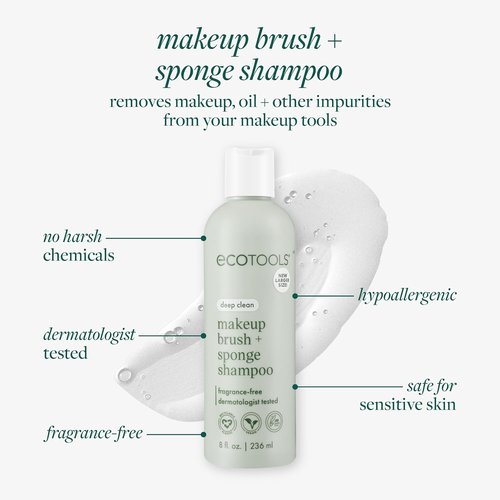 EcoTools XL Makeup Brush & Sponge Shampoo - Fragrance-Free, Vegan & Cruelty-Free, 16 fl. oz.