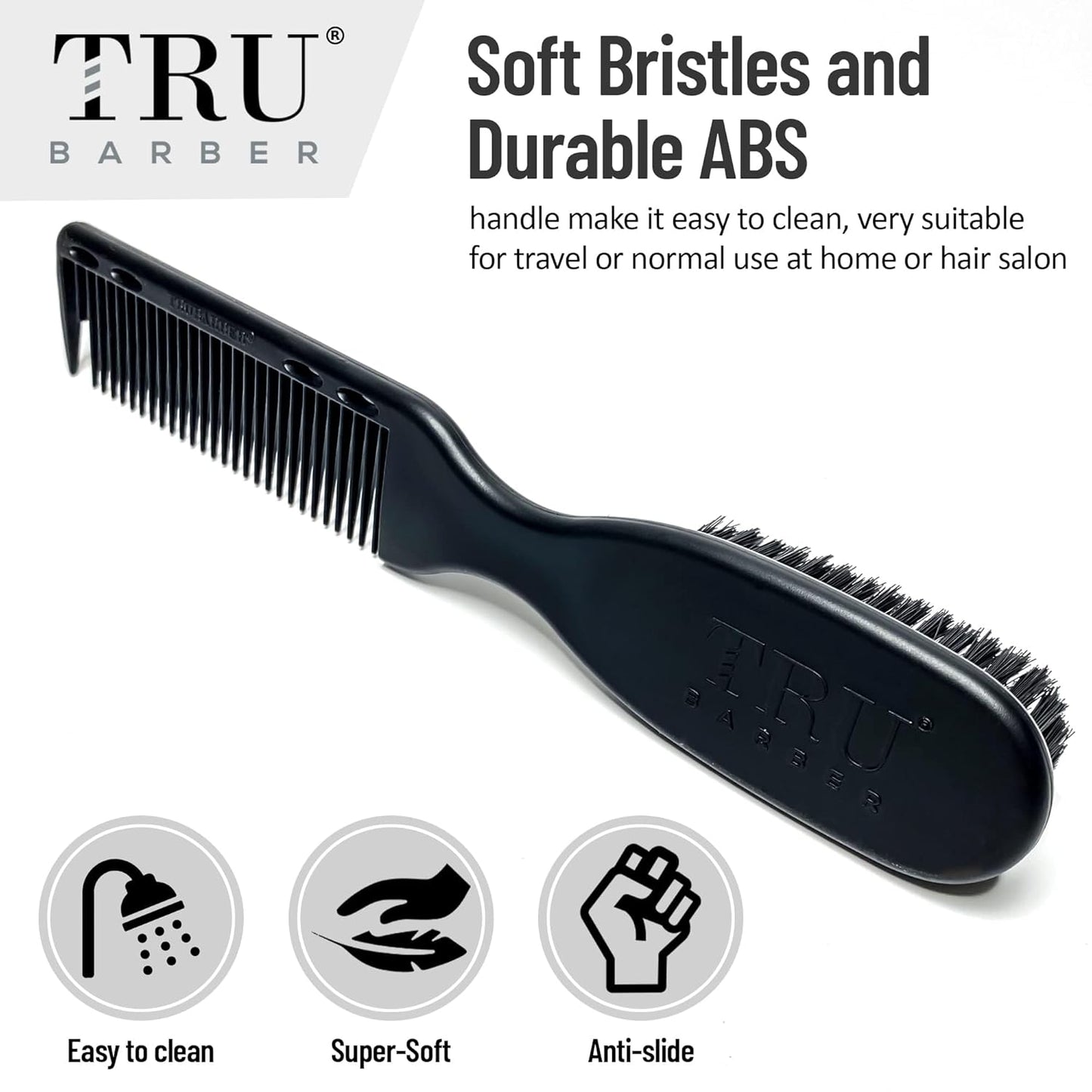 TRU BARBER Pro Fading Brush Set - 2PCS Barber Fade & Cleaning Brushes for Clippers and Beard Styling