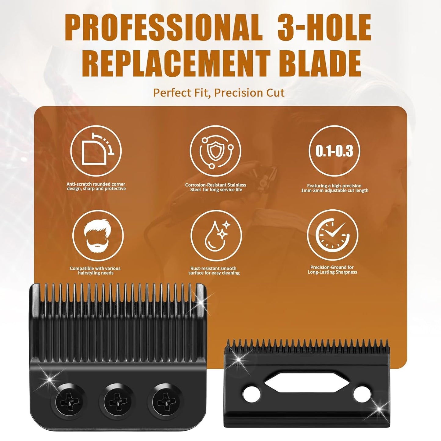 Wahl Professional 3-Hole Blade - Compatible with Designer & Senior Clippers | 1mm-3mm Cut Length (Black, 2 Packs)