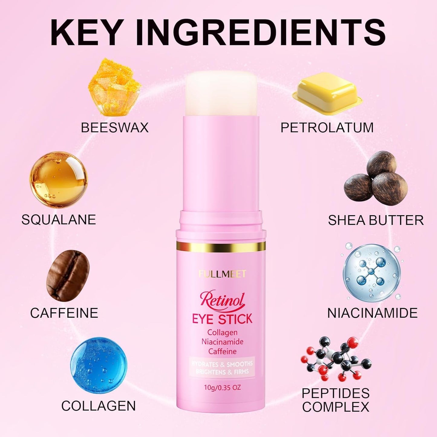 Skiennix Retinol & Caffeine Eye Balm - Smoothing Under Eye Treatment for Dark Circles & Puffiness | 0.35oz/10g