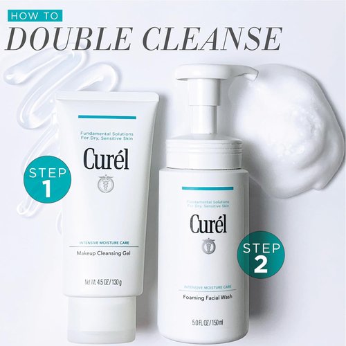 Curel Cleansing Gel - Waterproof Eye Makeup Remover & Gentle Facial Cleanser for Sensitive Skin | 4.5 Oz