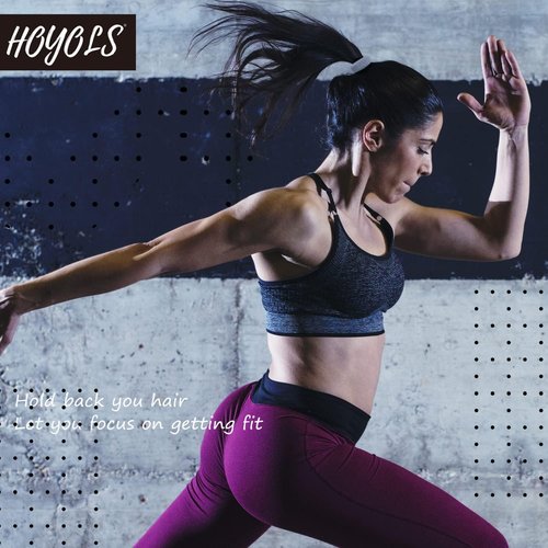 HOYOLS Large Black Hair Ties for Thick Hair, Soft Seamless Cotton Ponytail Holders, No-Damage Strong Bands for Women and Girls, No-Pull Scrunchies Headbands