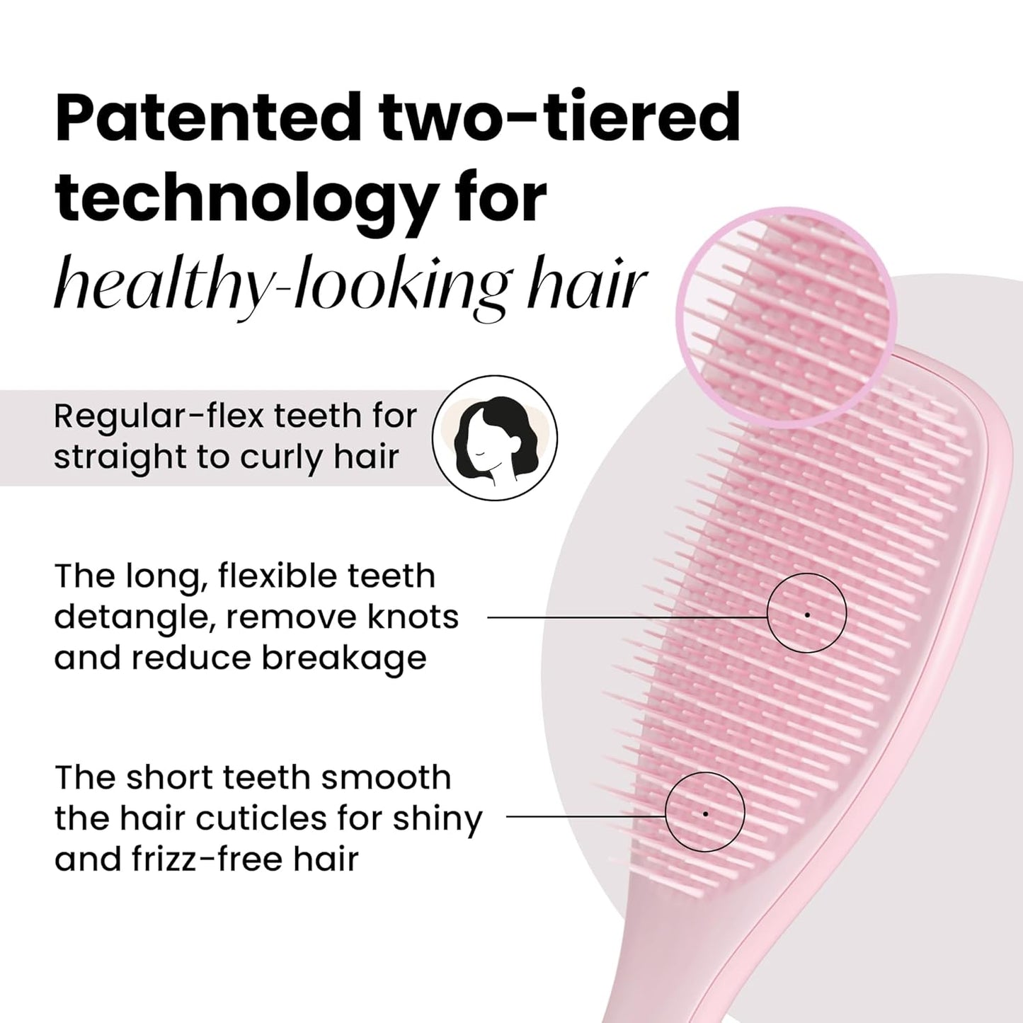 Tangle Teezer Ultimate Detangler Hairbrush Duo - Eliminates Knots & Reduces Breakage | Regular & Travel Size, Millennial Pink