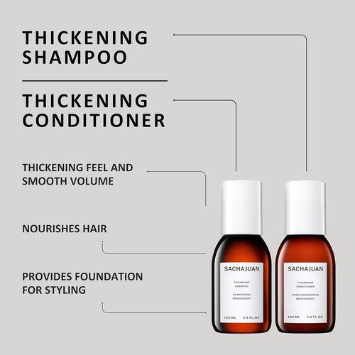 SACHAJUAN Thickening Shampoo & Conditioner Set - Ocean Silk Technology for Volume & Nourishment | Vegan, Paraben-Free | 2 x 3.4 oz